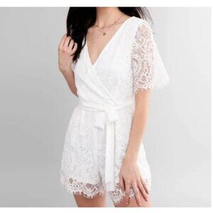 TRIXXI Eyelash Lace White Romper Spring Summer Bridal Wedding